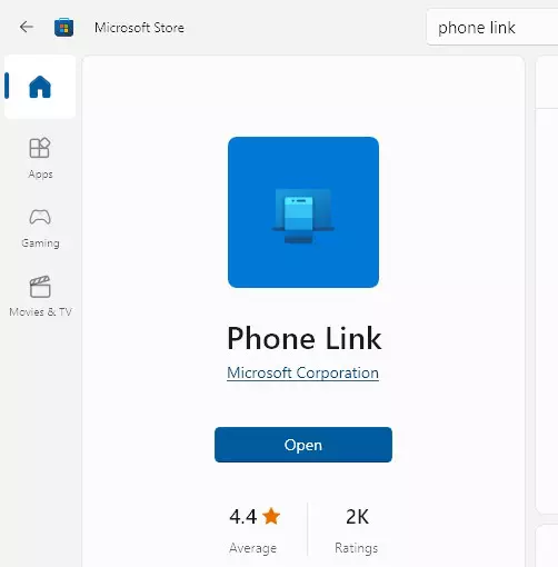 Microsoft Store Phone Link