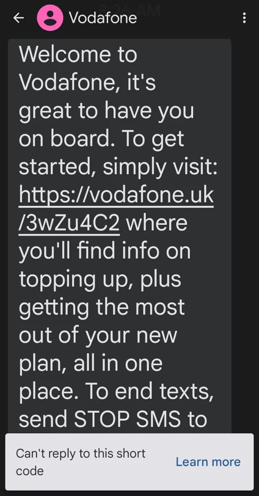 پیامک Vodafon